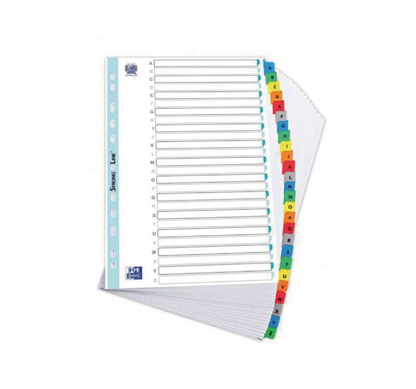 OXFORD Intercalaires Alphabétiques A4 26 Positions Carte Epaisseur 170g Blanc