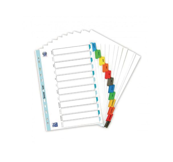 OXFORD Intercalaires Mensuels A4 12 Positions Carte Epaisseur 170g Blanc
