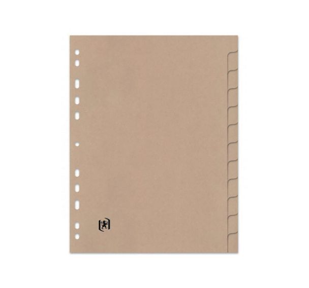 OXFORD Intercalaires Neutres Touareg A4 12 Positions Carte Recyclée Epaisseur 265g Beige Naturel