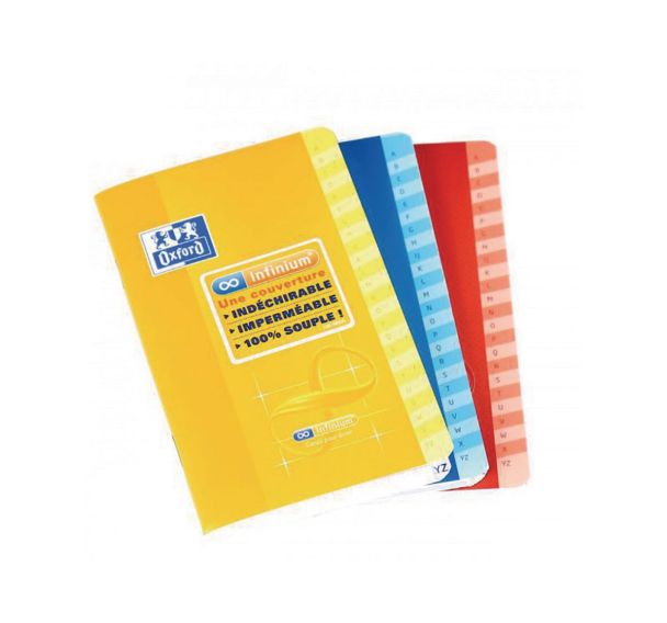 OXFORD Répertoire Infinium 9x14cm Petits Carreaux 5mm 96 Pages Agrafées Couverture Synthétique Coloris Assortis