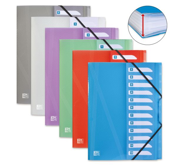OXFORD Trieur Extensible Hawaï A4 12 Positions Couverture Polypro Coloris Assortis