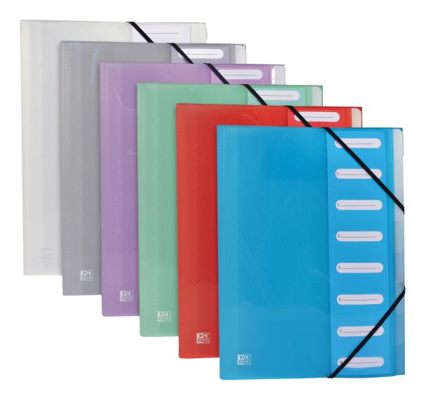 OXFORD Trieur Extensible Hawaï A4 8 Positions Couverture Polypro Translucide Coloris Assortis
