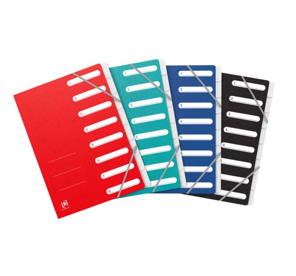 OXFORD Trieur Standard A4 8 Positions Couverture Carte Coloris Assortis