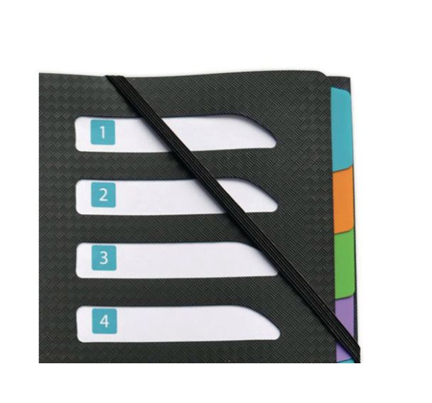 OXFORD Trieur Standard Memphis A4 12 Positions Couverture Polypro Noir