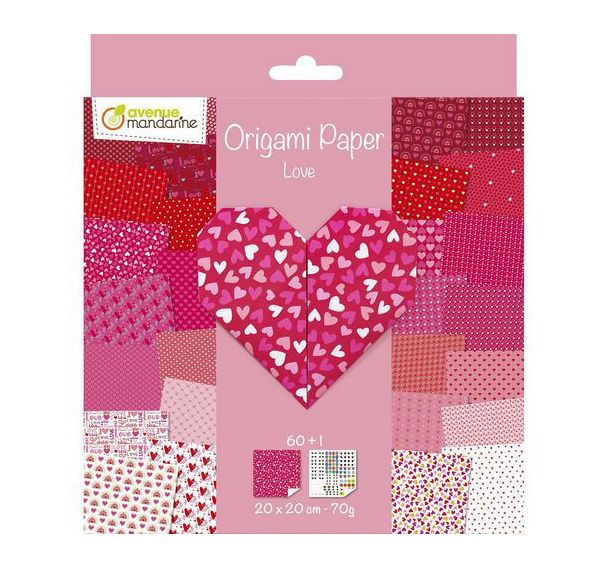 Origami Love, 60 feuilles 20 x 20, 70g