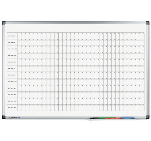 PREMIUM planning annuel horizontal 60x90cm Acier laqué