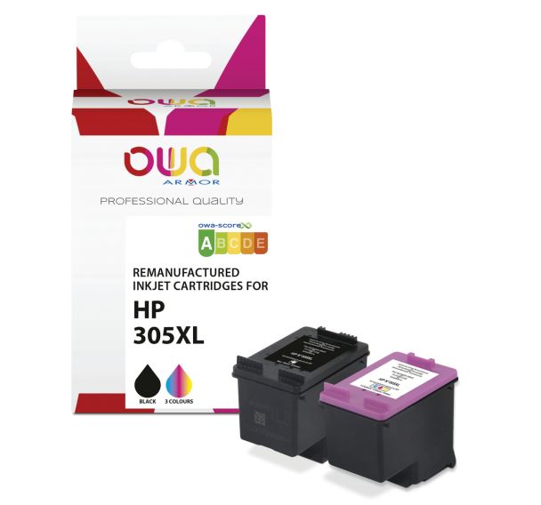 Pack2 cartouche remanufacturée HP 305XL - 4 Couleurs