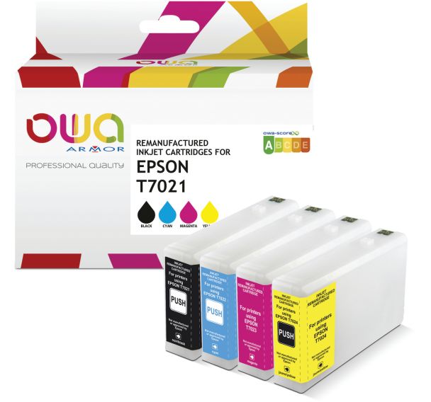Pack4 cartouche remanufacturée - Epson T702 - 4 couleurs