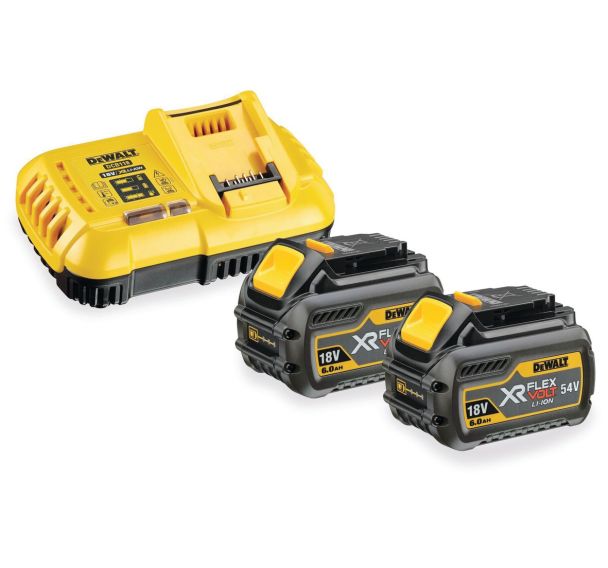 Pack 2 batteries XR Flexvolt 18V/54V 6Ah/2Ah + chargeur rapide