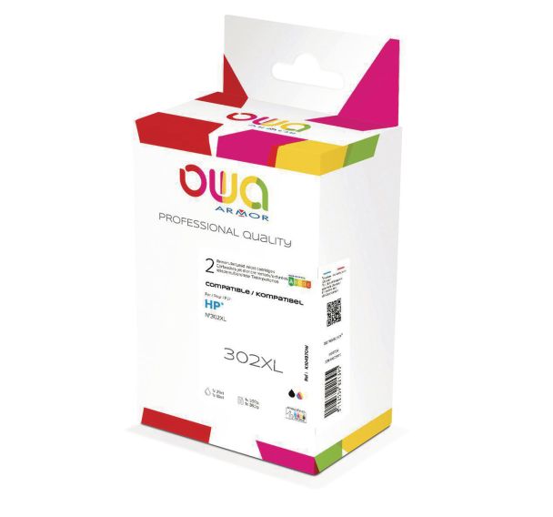 Pack 2 cartouches compatibles HP 302 XL Black +3 CMY - OWA