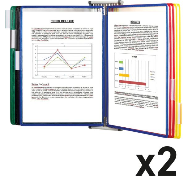 Pack 2 kits muraux métal A4 - 20 poches Assorties