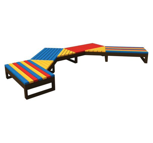 Pack 4 banquettes MYA + 3 modules d'angle multicolore/marron