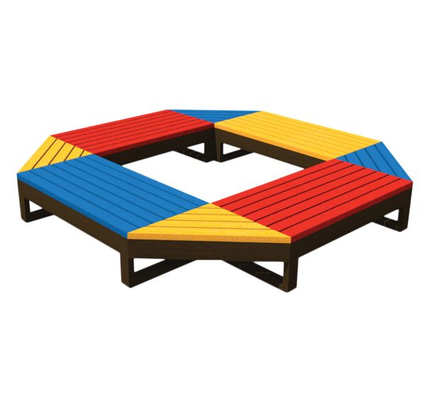 Pack 4 banquettes MYA + 4 modules d'angle multicolore/marron