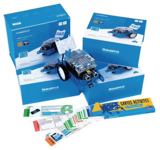 Pack 4 mBot Explorer avec piles, cartes ExoProg offertes - Makeblock