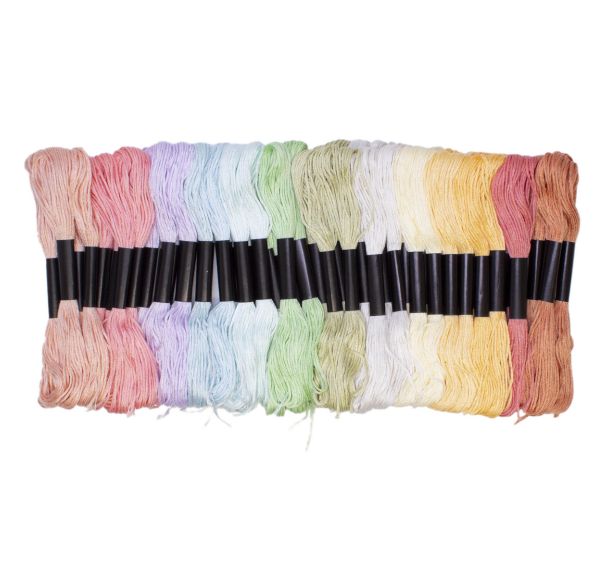Pack 52 fils à broder PASTEL - 8 Ml - 13 coloris assortis