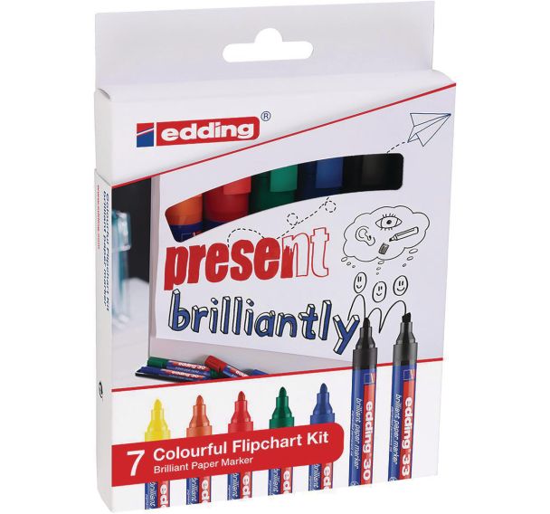 Pack 7 marqueurs paperborad différentes pointes - EDDING