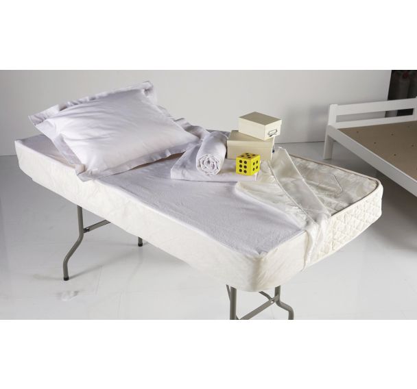 Pack : Matelas Atoll + Housse + Oreiller + linge de lit blanc