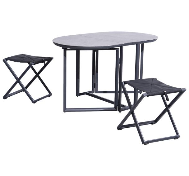 Pack Balcon 1 table + 2 tabourets - graphite