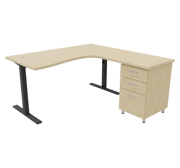 Pack Bureau+caisson haut IDEA asym. ret. à droite 160 cm Quadrifoglio