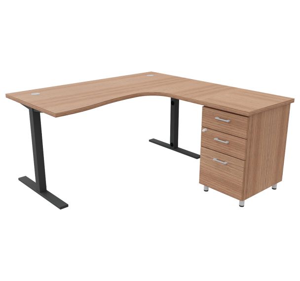 Pack Bureau+caisson haut IDEA asym. ret. à droite 180 cm Quadrifoglio