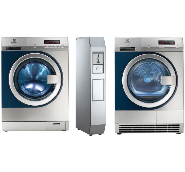 Pack MYPROZIP lave linge WE170PP+sèche linge TE1120P+monnay dble+inst-Electrolux