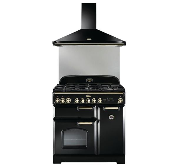 Pack Piano de cuisson + hotte + crédence CDL90DFBL/B-FP2 - 5 feux gaz - Falcon