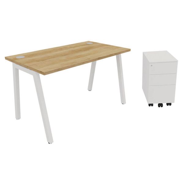 Pack Trendy : Bureau 120x70cm + Caisson mobile blanc