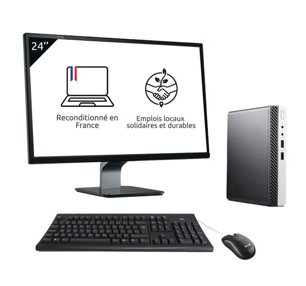 Pack UC USDT i5 10e gen 16Go RAM 256Go SSD Win11 PRO+24" reconditionné