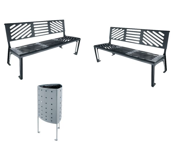 Pack bancs Kessen + poubelle Argo - Manutan Expert