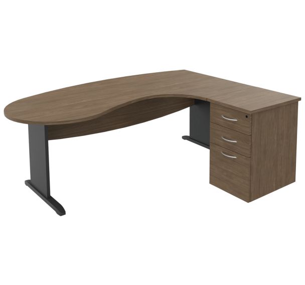 Pack bureau convivial Mercure pieds L + caisson hauteur bureau Simmob