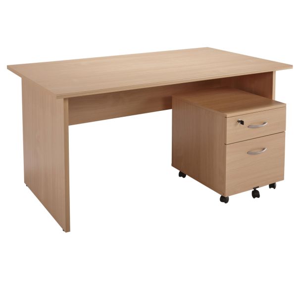Pack bureau droit Alpha avec caisson mobile