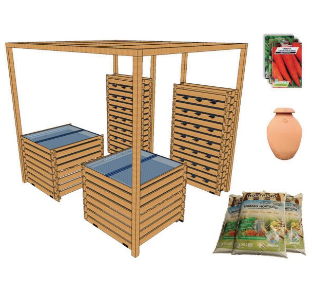 Pack complet : murs bacs à hauteur-pergola