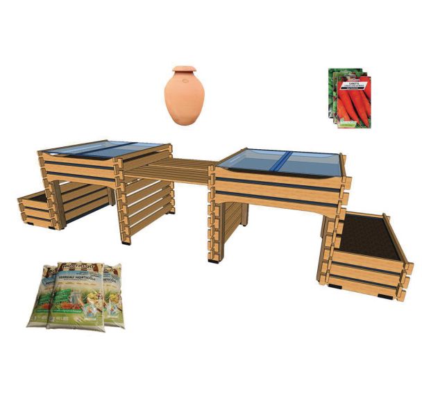 Pack complet : potager 3 m² + terreau et graines