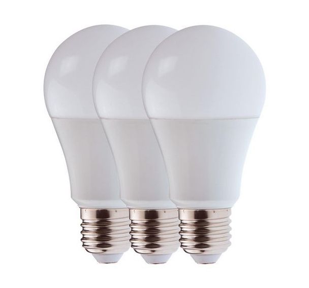 Pack de 3 ampoules LED A60 E27 11W blanc chaud 1055lm