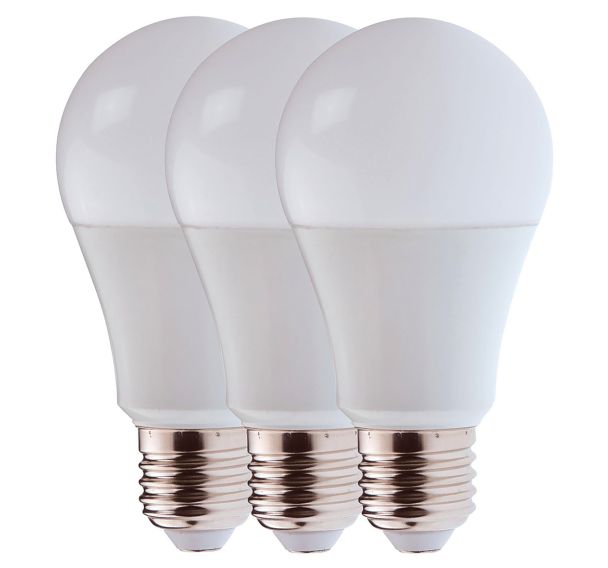 Pack de 3 ampoules LED A60 E27 11W blanc chaud 1055lm