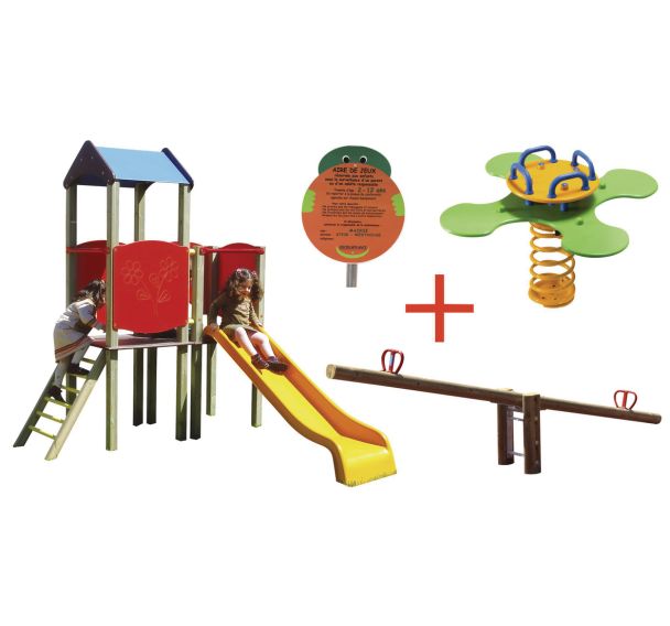 Pack éco Square Toboggan, bascule, ressort, panneau