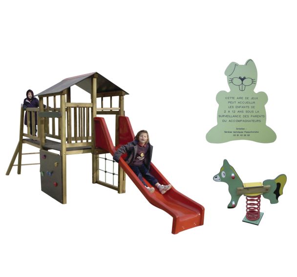 Pack struc gymino bois - jeu ressort l'ane- panneau info lapin-platines