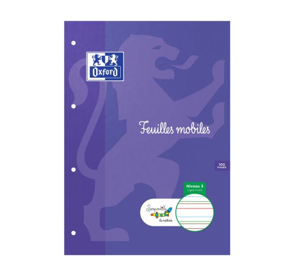 Page feuillet perforée simple interligne 3 mm 90 g 21 x 29,7 cm (Etui de 100)