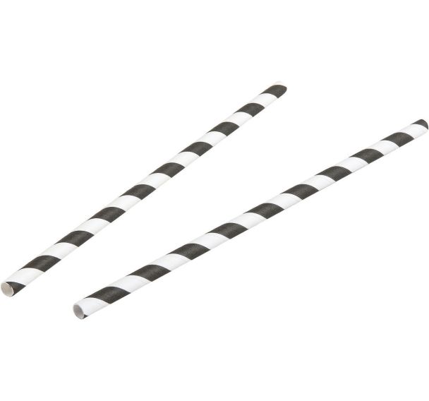 Paille en papier torsadée - Noir - 20 cm - ? 0,6 cm