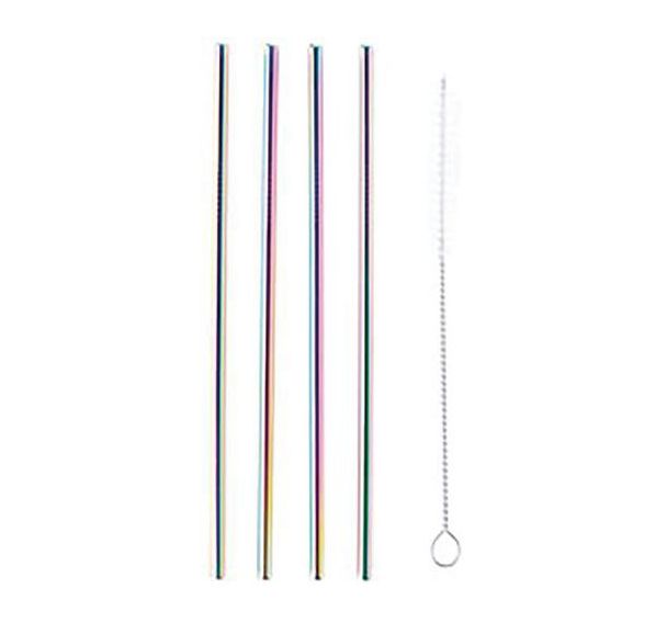 Pailles en inox X4 + brosse 20,5 cm- Point virgule