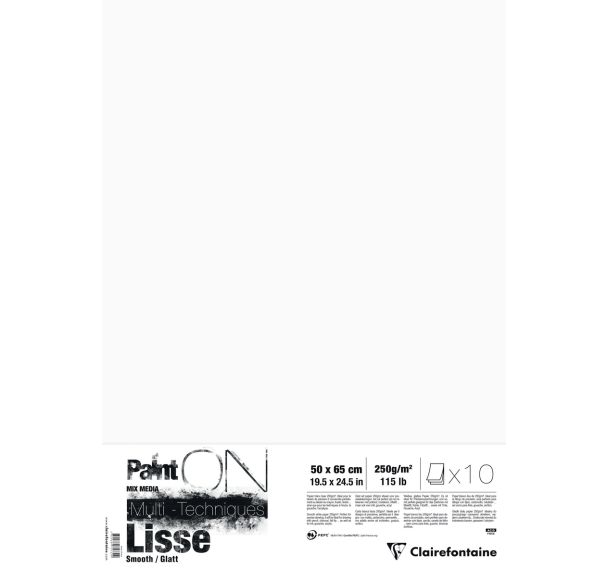 PaintON Blanc Lisse paquet de 10 feuilles 50x65cm 250g
