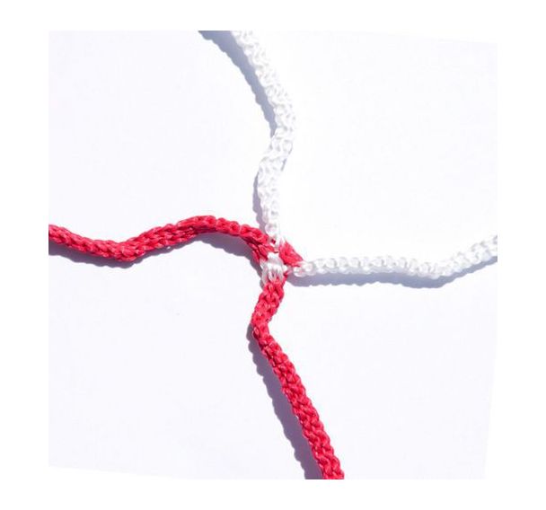 Paire de filets de buts foot à 11 - Européen rouge/blanc PPM 4mm maille 120mm