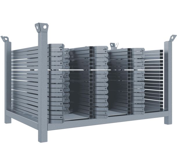 Palette empilage avec bornes-fontaines et traverses-60x60mm