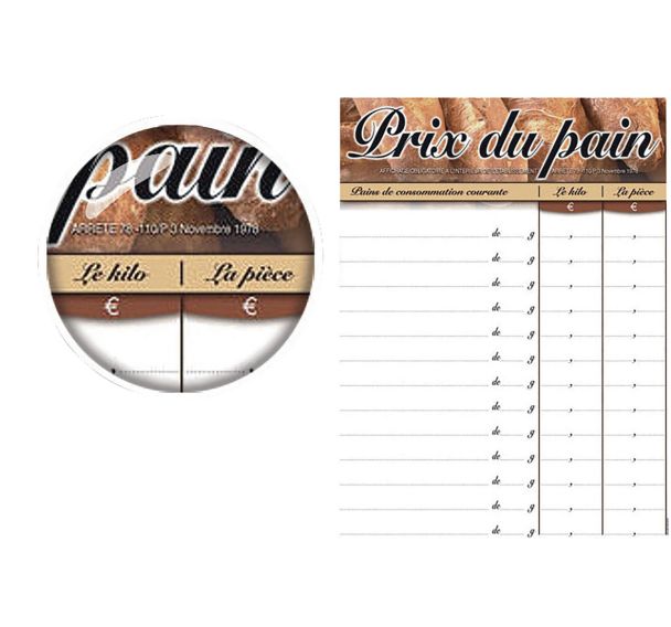 Pancarte prix du pain