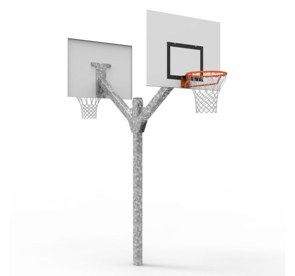 Panier basket 2 têtes fix sol hauteur réglable déport 1m Metaluplast