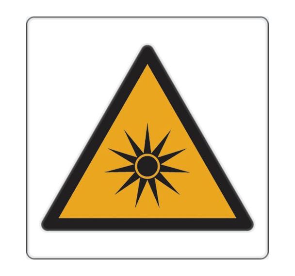 Panneau 12 x 12 cm (danger radiations optiques)