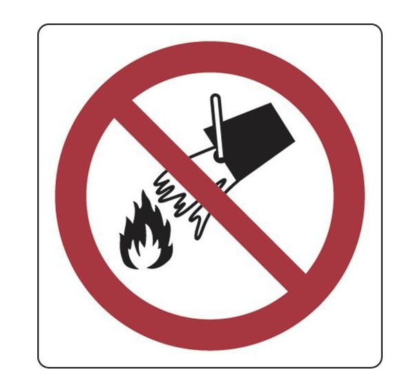 Panneau 12 x 12 cm (défense d'éteindre avec de l'eau)