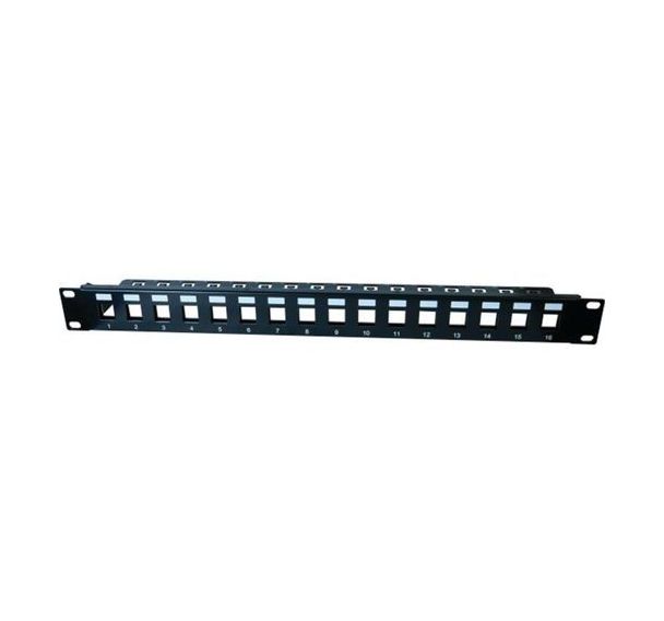 Panneau 1U 16 ports STP keystone avec support cables