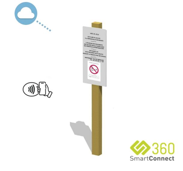 Panneau info interactif et interdiction de fumer poteau bois abnt 1 an