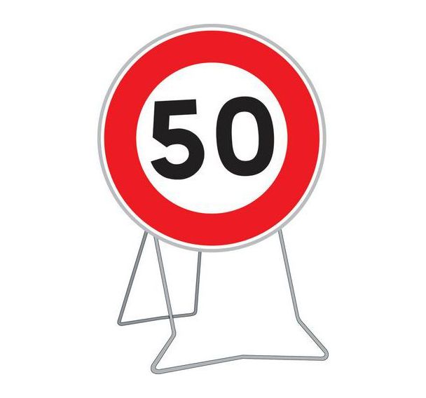Panneau B14 50 Limitation vitesse 650mm classe 1 sur pied